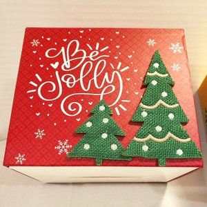 GIFT BOX DECOR BOX for HOLIDAYS - "BE JOLLY" - SNOW FLAKES AND CHRISTMAS TREES